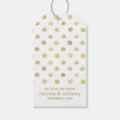 Moderne witte en goudpokken weddenschap cadeaulabel (Voorkant)