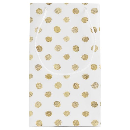 Moderne witte en goudpokken weddenschap klein cadeauzakje (Achterkant)