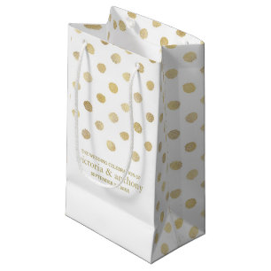 Moderne witte en goudpokken weddenschap klein cadeauzakje