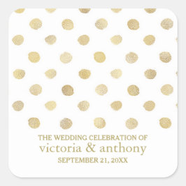 Moderne witte en goudpokken weddenschap vierkante sticker