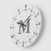 Moderne Witte en grijze Deco Romeinse Numerieke Na Grote Klok (Hoek)