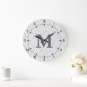 Moderne Witte en grijze Deco Romeinse Numerieke Na Grote Klok (Huis)