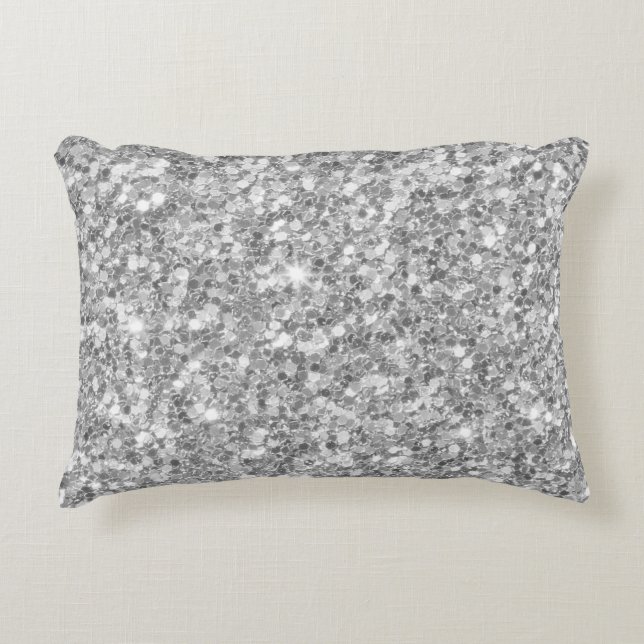 Moderne witte en grijze glitter decoratief kussen (Voorkant)