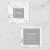 Moderne witte en grijze marmer vierkante visitekaartje (Voorkant / Achterkant)