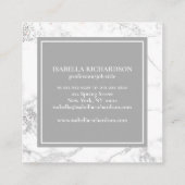 Moderne witte en grijze marmer vierkante visitekaartje (Achterkant)