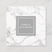 Moderne witte en grijze marmer vierkante visitekaartje (Voorkant)