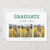 Moderne witte en groene foto afstuderen kaart (Voorkant)