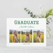 Moderne witte en groene foto afstuderen kaart (Staand voorkant)