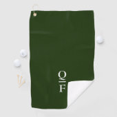 Moderne Witte en Groene Monogram Initialen Golfhanddoek (Insitu)