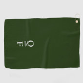 Moderne Witte en Groene Monogram Initialen Golfhanddoek (Horizontaal)