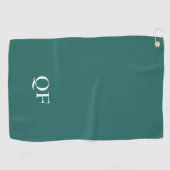 Moderne Witte en Groene Monogrammed Initialen Golfhanddoek (Horizontaal)