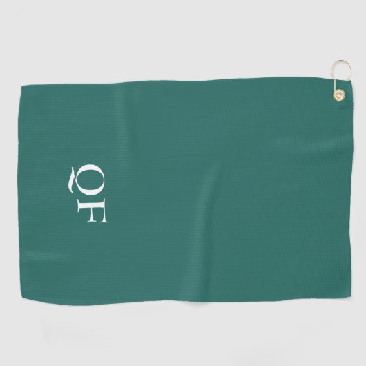 Moderne Witte en Groene Monogrammed Initialen Golfhanddoek (Horizontaal)