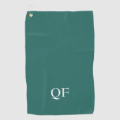 Moderne Witte en Groene Monogrammed Initialen Golfhanddoek (Voorkant)