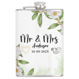 Moderne witte en groene Waterverf Heupfles