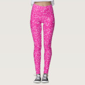 Moderne witte en hete roze glitter leggings (Voorkant)
