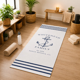 Moderne Witte en Marine Anker Nautilus Gezin Yogamat