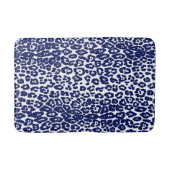 Moderne witte en marineblauwe luipaard badmat (Voorkant)