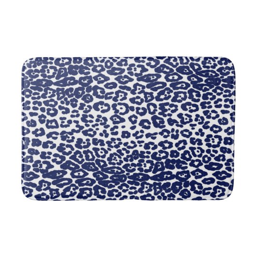 Moderne witte en marineblauwe luipaard badmat (Voorkant)