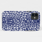 Moderne witte en marineblauwe luipaard Case-Mate iPhone case (Achterkant (horizontaal))
