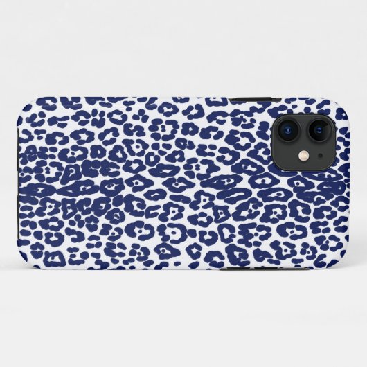Moderne witte en marineblauwe luipaard Case-Mate iPhone case (Achterkant (horizontaal))