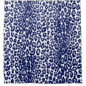Moderne witte en marineblauwe luipaard douchegordijn (Voorkant)