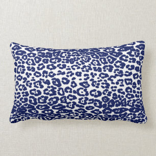 Moderne witte en marineblauwe luipaard kussen