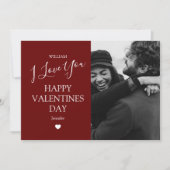 Moderne witte en maroon Foto Valentijnsdag H Feestdagenkaart (Voorkant)