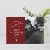 Moderne witte en maroon Foto Valentijnsdag H Feestdagenkaart (Staand voorkant)