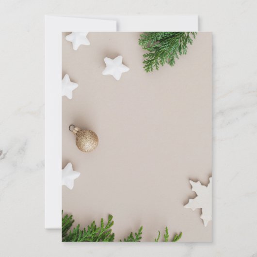 Moderne Witte en Neutrale Kerst van Tan Kaart (Achterkant)