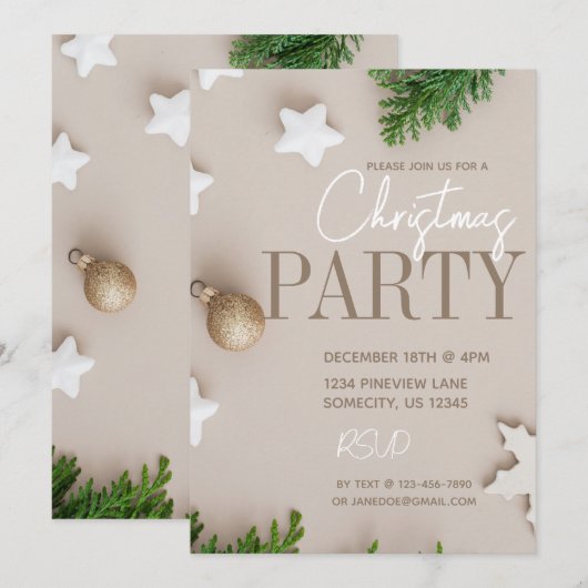 Moderne Witte en Neutrale Kerst van Tan Kaart (Voorkant / Achterkant)