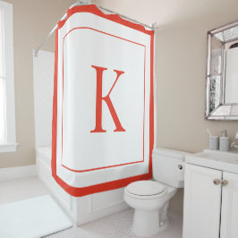 moderne witte en oranje monogram initiaal douchegordijn