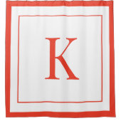 moderne witte en oranje monogram initiaal douchegordijn (Voorkant)