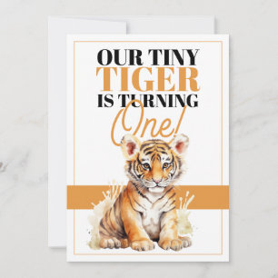 Moderne Witte en Oranje Tijger Oerwoud Verjaardag Kaart