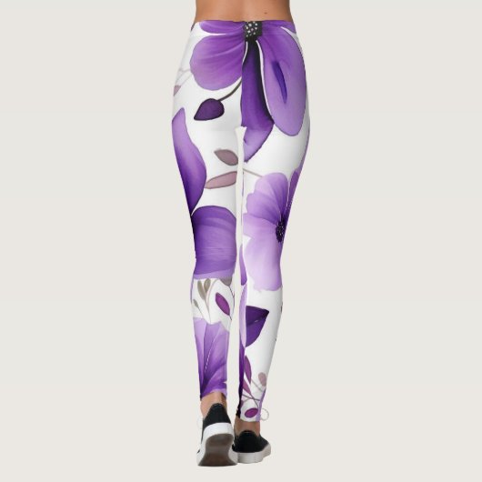 Moderne witte en paarse Leggings (Achterkant)