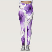 Moderne witte en paarse Leggings (Voorkant)