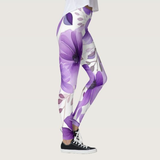 Moderne witte en paarse Leggings (Rechts)