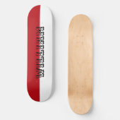 moderne witte en rode gepersonaliseerde naam persoonlijk skateboard (Voorkant)