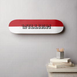 moderne witte en rode gepersonaliseerde naam persoonlijk skateboard