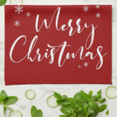 Moderne witte en rode kerst en feestbomen theedoek (Gevouwen)