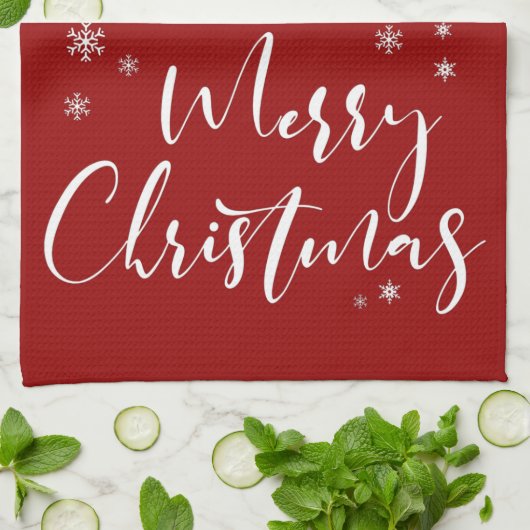 Moderne witte en rode kerst en feestbomen theedoek (Gevouwen)