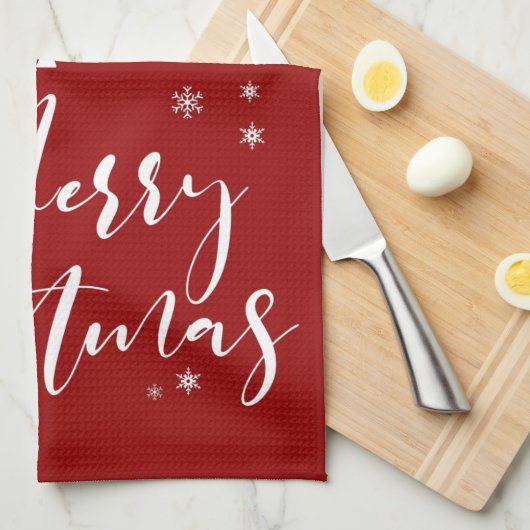 Moderne witte en rode kerst en feestbomen theedoek (Quarter Fold)