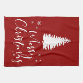 Moderne witte en rode kerst en feestbomen theedoek (Horizontaal)