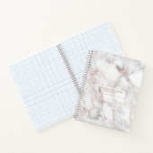 Moderne witte en Roos-gouden faux marmer Notitieboek (Binnen)