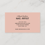 Moderne witte en Roos marmer Gold-nagels op naam Visitekaartje (Achterkant)