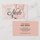 Moderne witte en Roos marmer Gold-nagels op naam Visitekaartje (Voorkant / Achterkant)