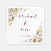 Moderne witte en roze bruiloft servetten (Voorkant)