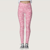 Moderne witte en roze glitter leggings (Voorkant)