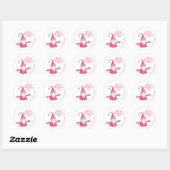 Moderne Witte en Roze Gnoom Custom Merry Christmas Ronde Sticker (Vel)