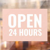 Moderne witte en roze 'Open 24 uur' vensterbekledi Raamsticker (Vel 2)