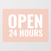 Moderne witte en roze 'Open 24 uur' vensterbekledi Raamsticker (Vel)